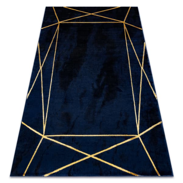 Exklusiv EMERALD Matta 1022 glamour, snygg geometrisk mörkblå / guld, 160x220 cm