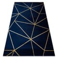 Miniatyrbild 1 av 5: Exklusiv EMERALD Matta 1013 glamour, snygg geometrisk mörkblå / guld, 280x370 cm