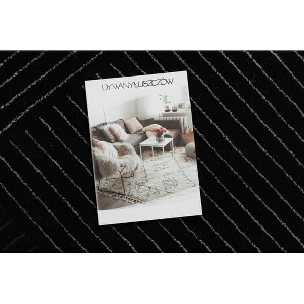 Exklusiv EMERALD Matta A0084 glamour, snygg, rader, geometrisk svart / silver , 120x170 cm
