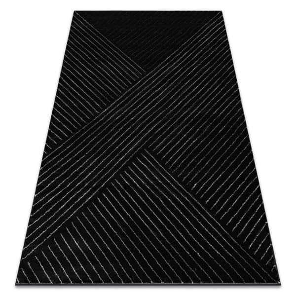 Exklusiv EMERALD Matta A0084 glamour, snygg, rader, geometrisk svart / silver , 120x170 cm