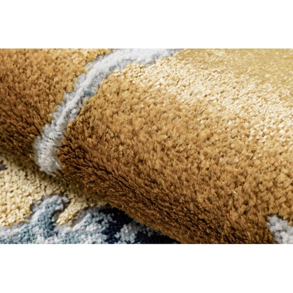 Exklusiv EMERALD Matta 1025 glamour, snygg vintage blå / guld, 280x370 cm