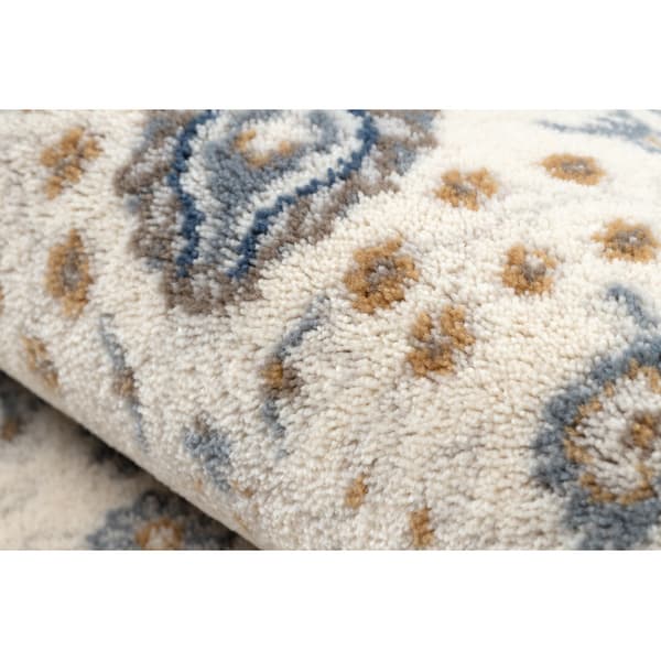 Tæppe NAIN Ramme ornament 7179/51943 beige / marineblå blå, 240x340 cm