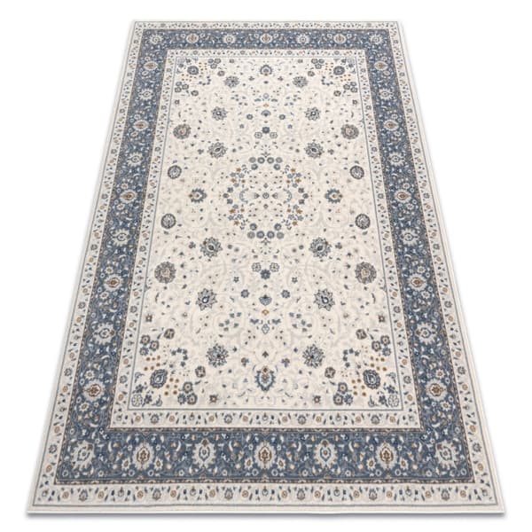 Tæppe NAIN Ramme ornament 7179/51943 beige / marineblå blå, 240x340 cm