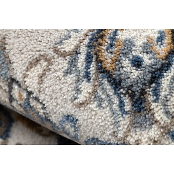 Tæppe NAIN Ramme ornament 7335/51935 beige / marineblå blå, 80x150 cm