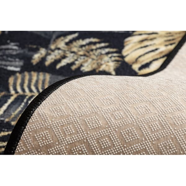 Løber anti-skrid MONSTERA Blade, gummi guld 67 cm, 67x330 cm