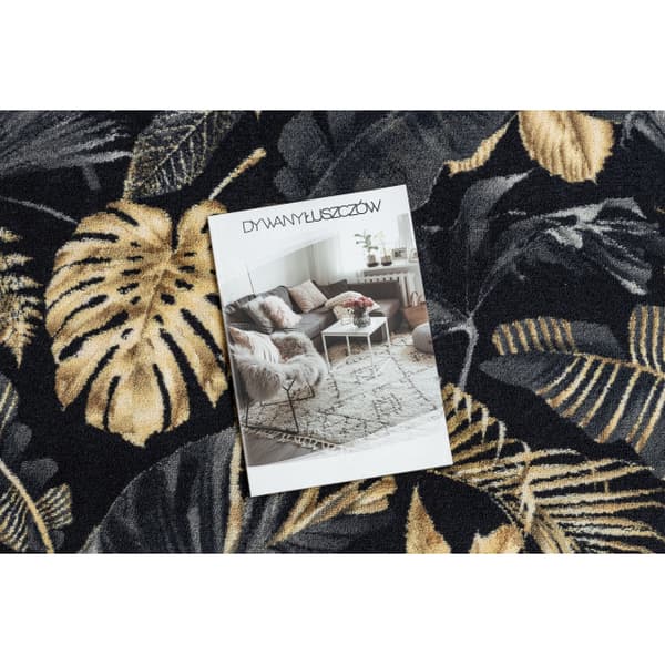 Löpare anti-halk MONSTERA Löv gummi guld 67 cm, 67x900 cm