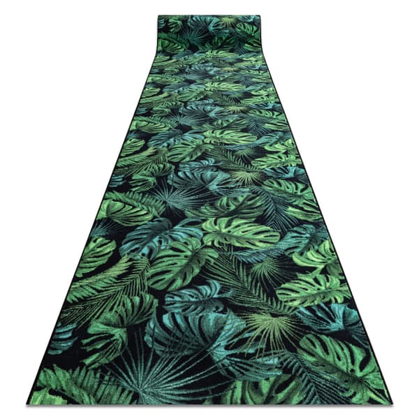 Löpare anti-halk MONSTERA Löv gummi grön 100 cm, 100x340 cm