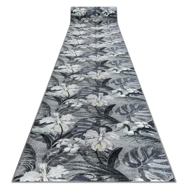 Løber anti-skrid MONSTERA Blade, gummi grå 100 cm, 100x330 cm
