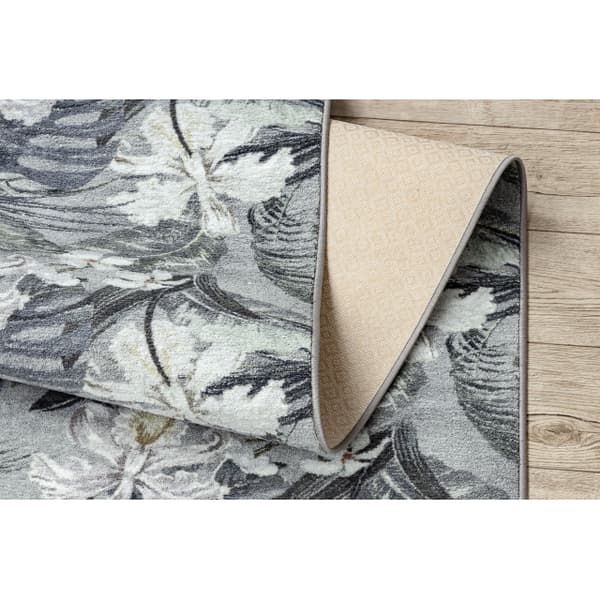 Löpare anti-halk MONSTERA Löv gummi grå 80 cm, 80x280 cm
