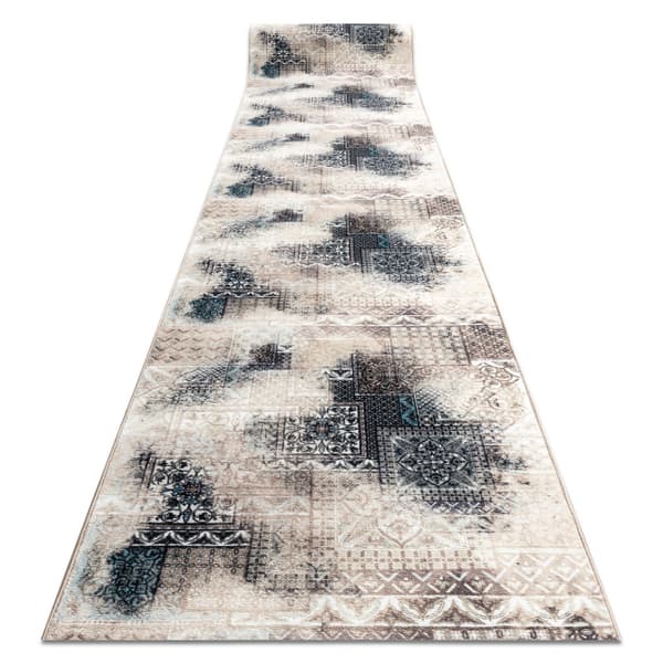 Löpare anti-halk PATCHWORK vintage gummi beige 100 cm, 100x130 cm