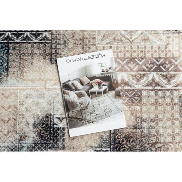 Runner liukastumisenesto PATCHWORK vintage, kumi beige 100 cm, 100x380 cm