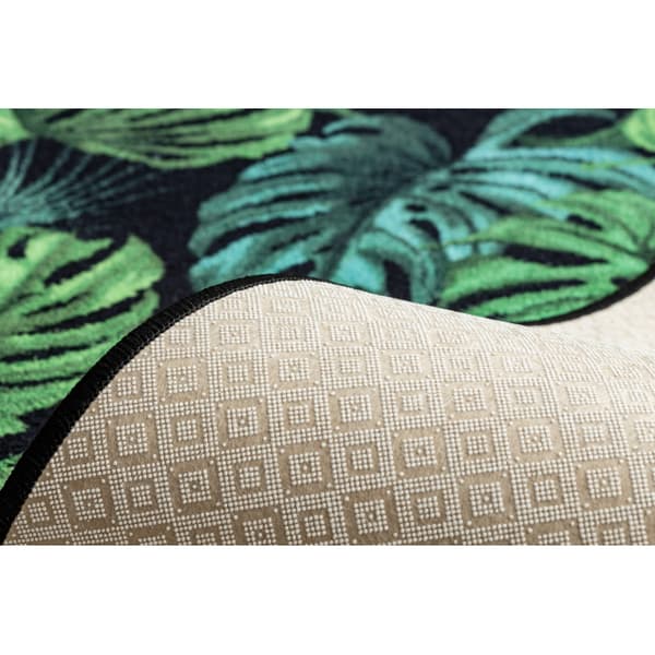 Löpare anti-halk MONSTERA Löv gummi grön 67 cm, 67x1300 cm
