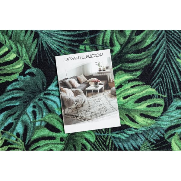 Löpare anti-halk MONSTERA Löv gummi grön 100 cm, 100x730 cm