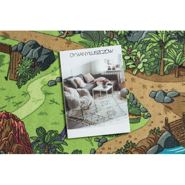 REBEL ROADS MATTO Dino World 29 Dinosaurukset, luistamaton lapsille - harmaa / vihreä , 95x133 cm