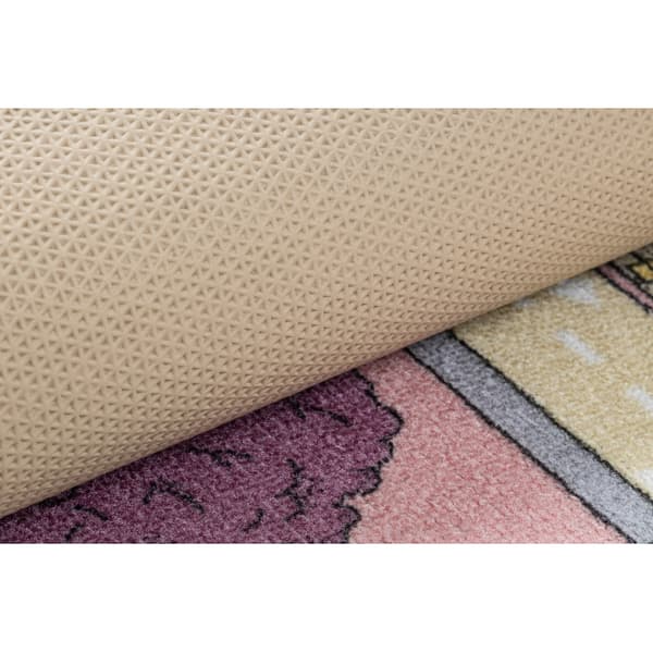 REBEL ROADS MATTO Playtime 63 Pikkukaupunki, luistamaton lapsille - pink / beige, 95x133 cm