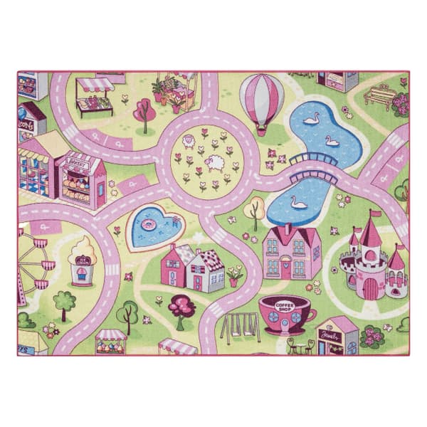REBEL ROADS MATTO Sweet town 26 Makeiset, luistamaton lapsille - pink / vihreä, 95x133 cm