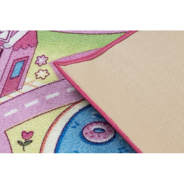 REBEL ROADS MATTO Sweet town 26 Makeiset, luistamaton lapsille - pink / vihreä, 95x200 cm