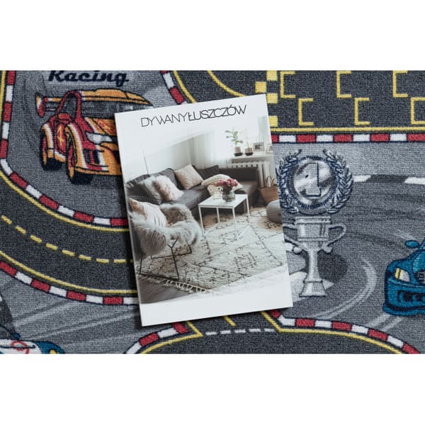 REBEL ROADS Racers 97 Gader, biler skridsikker til børn - grå, 140x200 cm