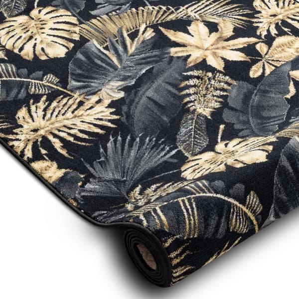 Løber anti-skrid MONSTERA Blade, gummi guld 80 cm, 80x300 cm