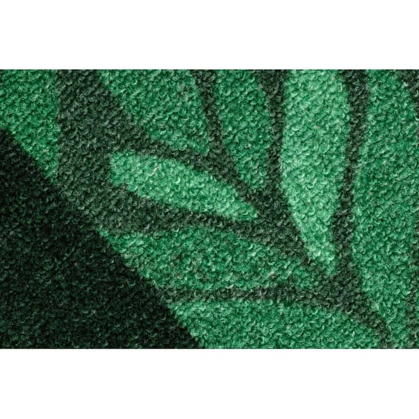 Löpare anti-halk LIŚCIE löv, gummi grön 110cm, 110x430 cm