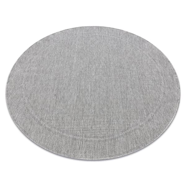 Sisaltæppe TIMO 5979 cirkel SISAL udendørs ramme lyse grå, cirkel 120 cm