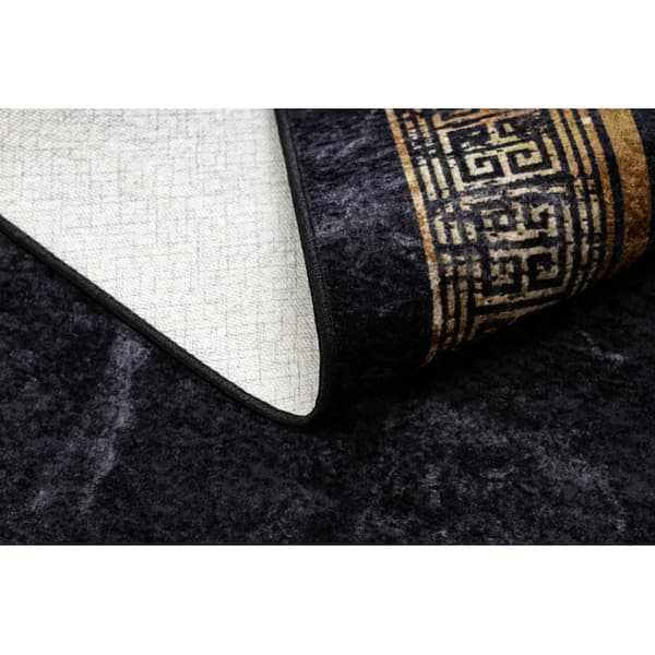 MIRO 51278.809 tvättmatta Marble, greek metrisk halkskydd - svart / guld, 160x220 cm
