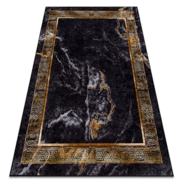 MIRO 51278.809 tvättmatta Marble, greek metrisk halkskydd - svart / guld, 160x220 cm