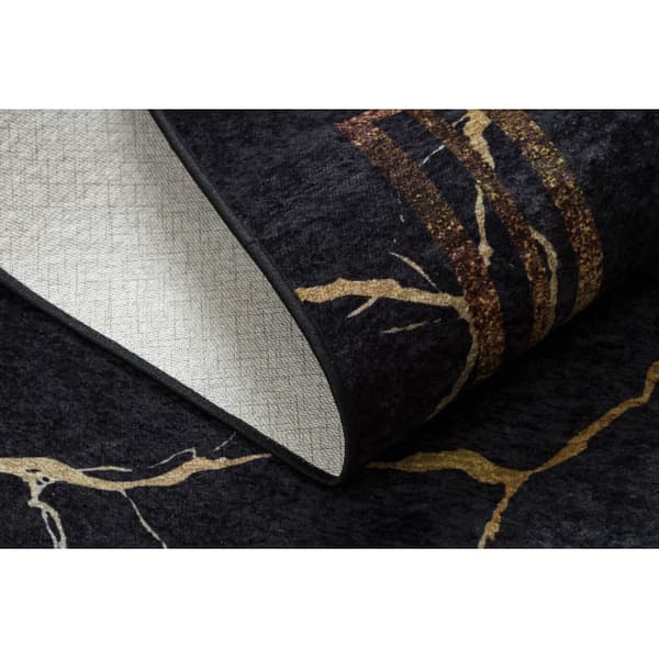 MIRO 51333.801 tvättmatta Marble, frame metrisk halkskydd - svart / guld, 160x220 cm
