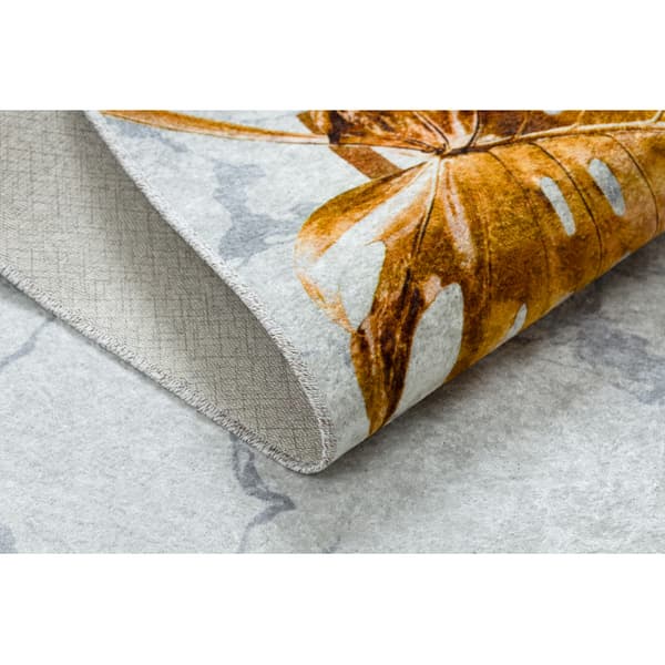 MIRO 51518.806 matto Lehdet, kehys liukumaton - harmaa / kultaa, 120x170 cm