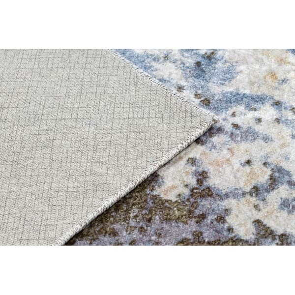 MIRO 51774.802 tvättmatta abstraktion metrisk halkskydd - blå / beige, 120x170 cm
