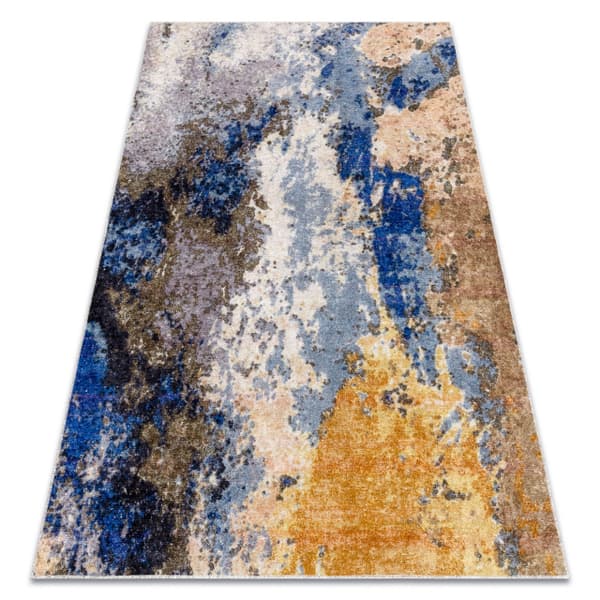 MIRO 51774.802 tvättmatta abstraktion metrisk halkskydd - blå / beige, 160x220 cm