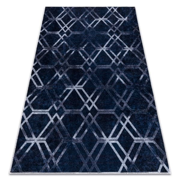 MIRO 51805.802 tæppe skal vaskes geometrisk, gitter skridsikker - sininen, 120x170 cm