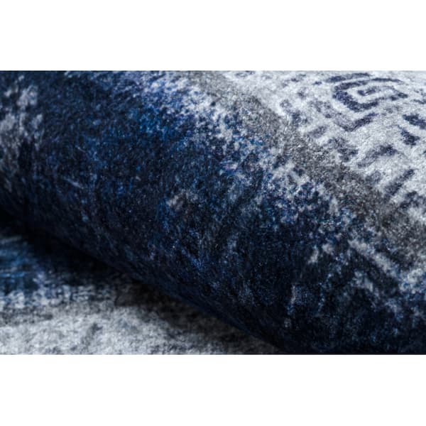 MIRO 51676.813 tæppe skal vaskes Græsk vintage, ramme skridsikker - Marine blå, 160x220 cm