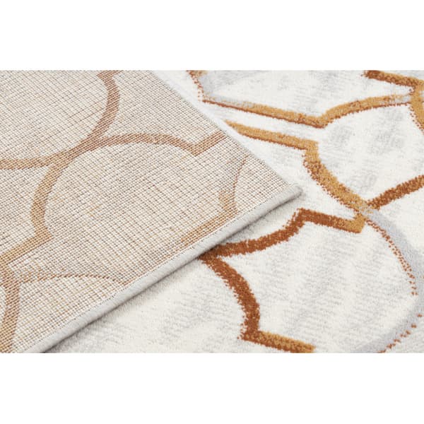 Gulvtæppe ANGEL 7905 / 52822 Ornament, art deco beige / guld, 80x150 cm