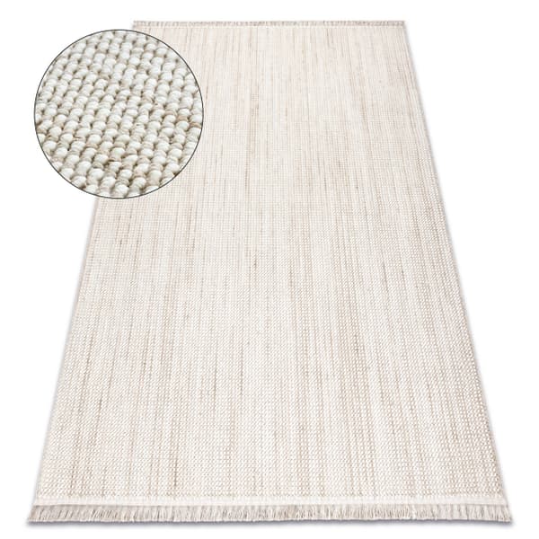 Matta NANO EO78A Melange, ögla, plattvävd vit / beige, 120x170 cm