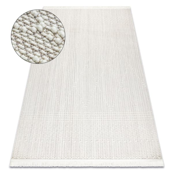 Tæppe NANO EM52A Diamanter, løkke, fladvævet hvid, 180x270 cm