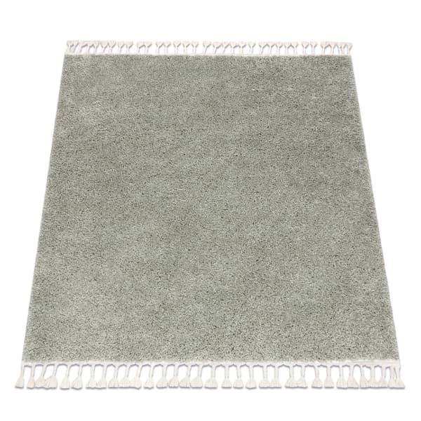 Matta BERBER square 9000 grön Fringe Berber marockansk shaggy, 160x160 cm