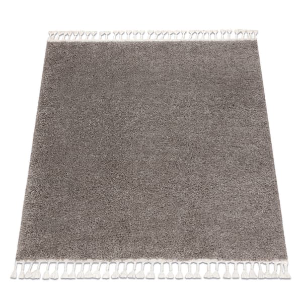 Tæppe BERBER firkantet 9000 brun kvaster berberi Marokkansk shaggy, 120x120 cm