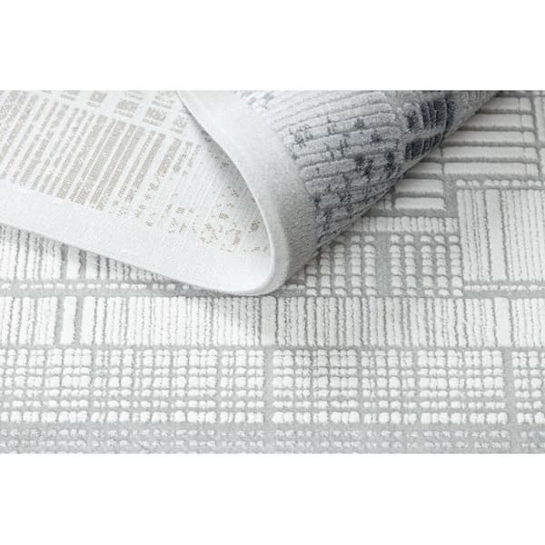 Matta ACRYLIC VALS 0W1736 C69 47 Squares stripes ivory / grå, 160x230 cm