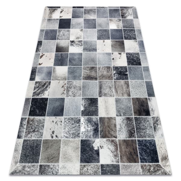 Matto PATCHWORK 21716 harmaa - Lehmännahka, tilkkutäkki, 120x170 cm