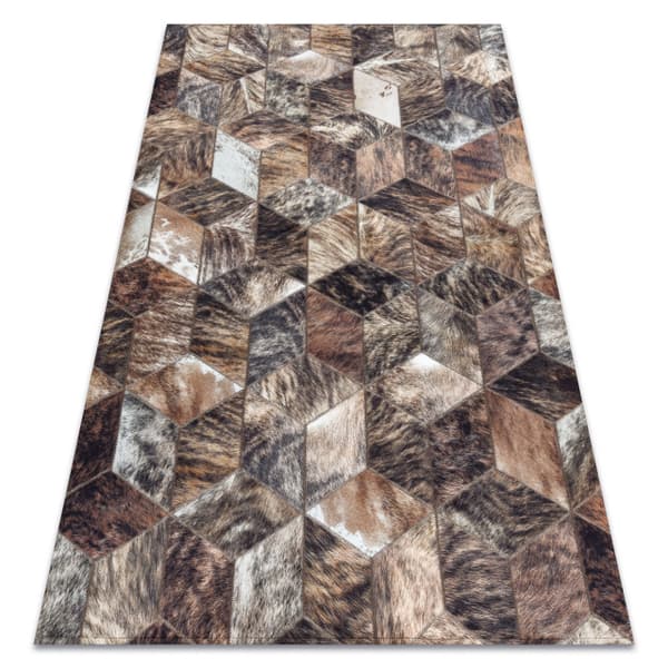 Matta PATCHWORK 21715 brun - Kohud, lapptäcke, Diamanter, 120x170 cm