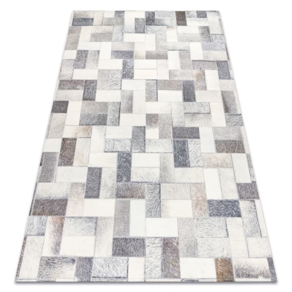 Matto PATCHWORK 21723 harmaa - Lehmännahka, levyt , 120x170 cm