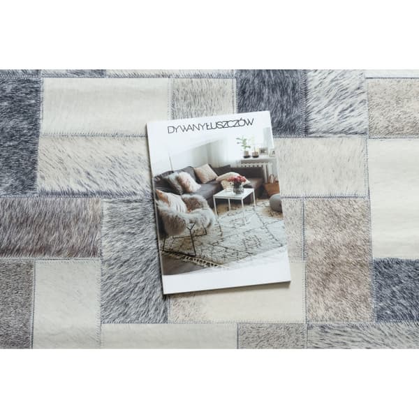 Matta PATCHWORK 21723 grå - Kohud, brädor , 160x230 cm