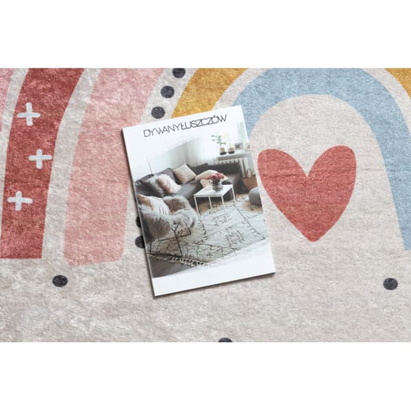 JUNIOR 51300.802 matto Sateenkaari, pisteet lapsille liukumaton - beige, 140x190 cm