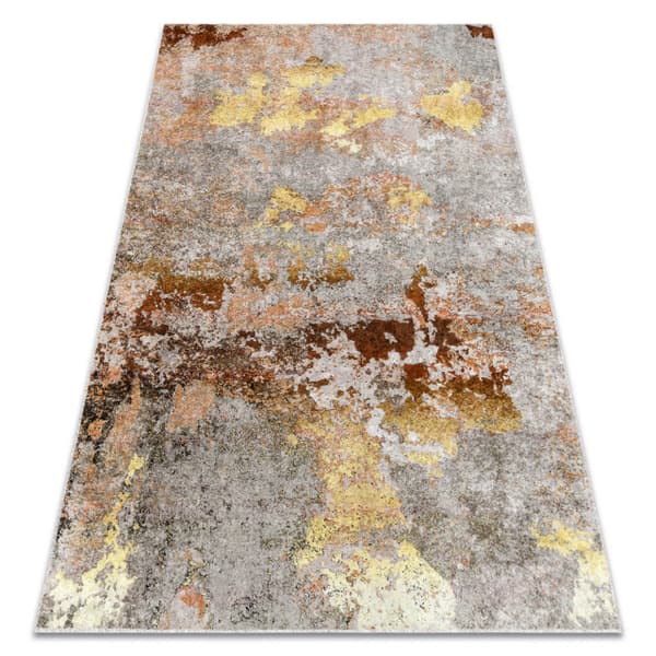 MIRO 51463.802 tvättmatta abstraktion metrisk halkskydd - grå / guld, 200x290 cm