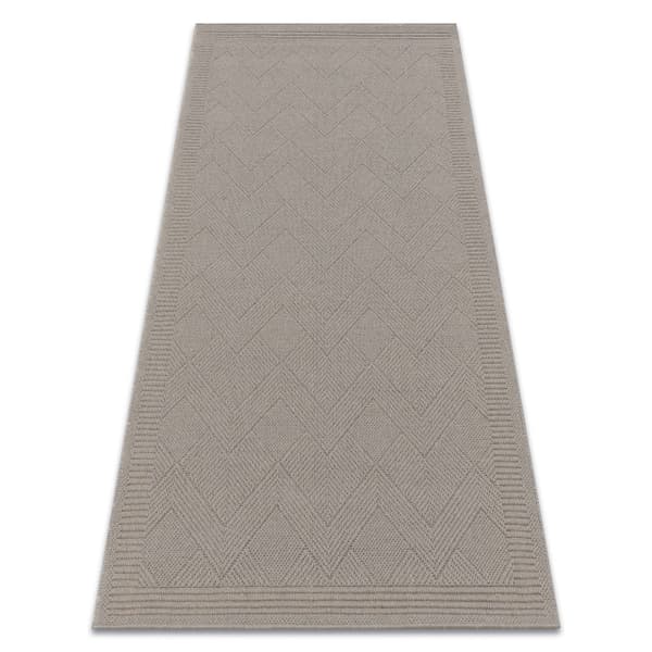 Uldtæppe VILLA 7636/68400 Zigzag SIZAL, fladvævet mørk beige, 80x150 cm