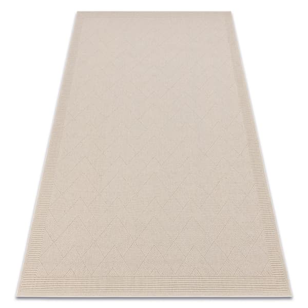 Uldtæppe VILLA 7636/68200 Zigzag SIZAL, fladvævet beige, 120x170 cm