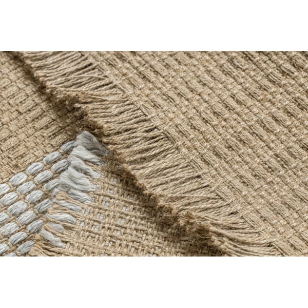 Matta JUTE 3734 beige / grå ränder - jute, plattvävd, fransar, 140x190 cm