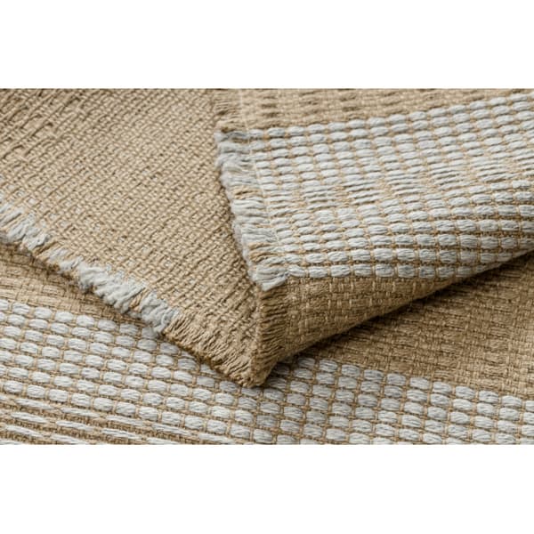 Matta JUTE 3734 beige / grå ränder - jute, plattvävd, fransar, 140x190 cm