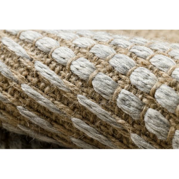 Matta JUTE 3734 beige / grå ränder - jute, plattvävd, fransar, 140x190 cm